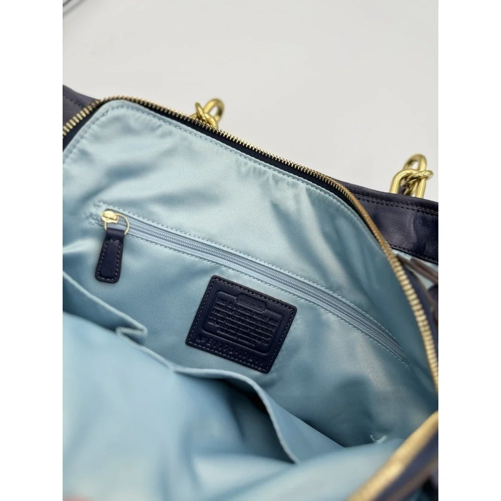 Coach Chelsea Jayden Blue Leather Carryall Handbag Gold Hardware #17811 - Picture 8 of 14